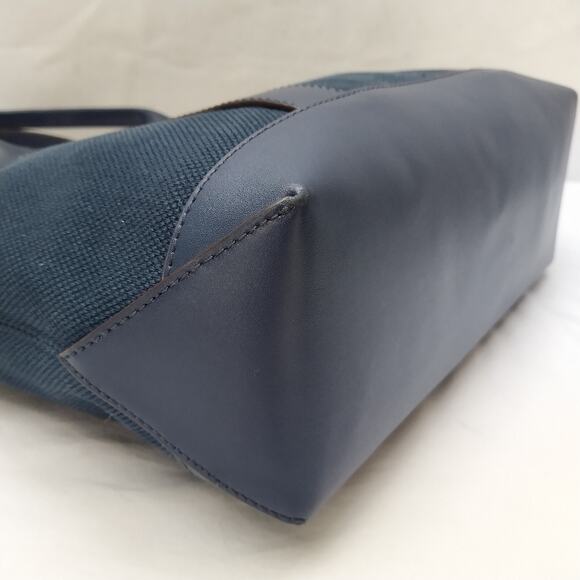 Michael Kors Navy Blue Canvas Leather Trim Double Handle Tote Shoulder Bag - Picture 15 of 16